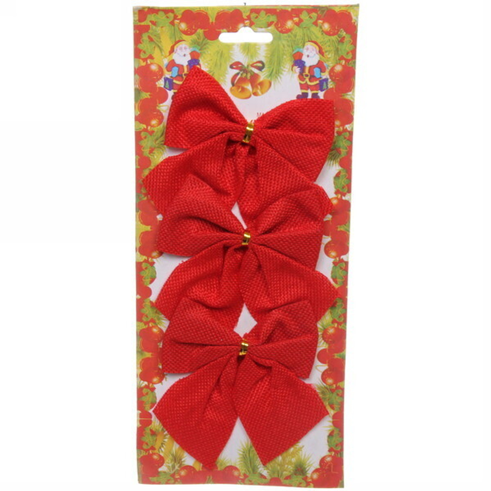 Бант на ёлку «Holiday» (набор 3 шт) 9*10 см, красный