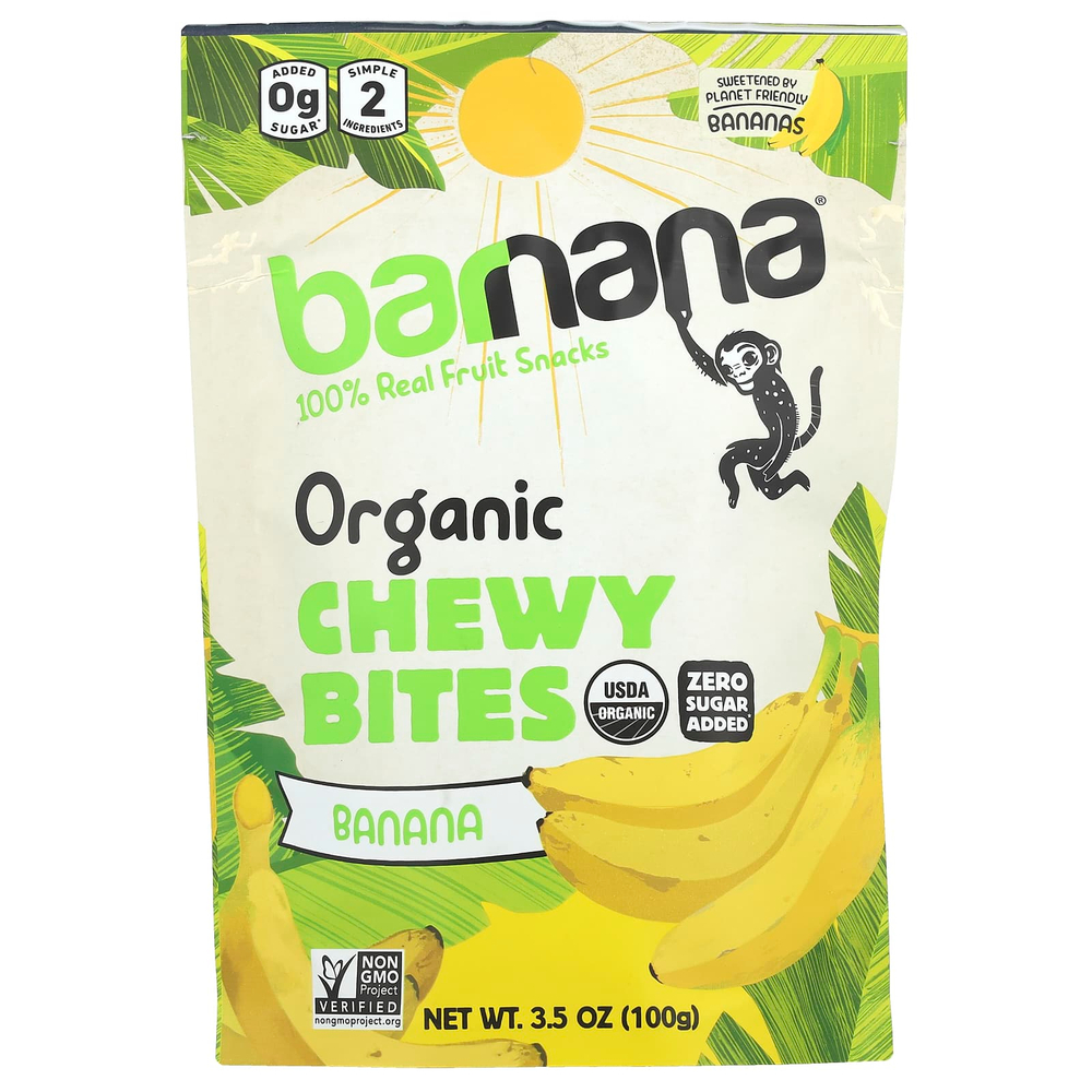 Barnana, Organic Chewy Bites, банан, 100 г (3,5 унции)