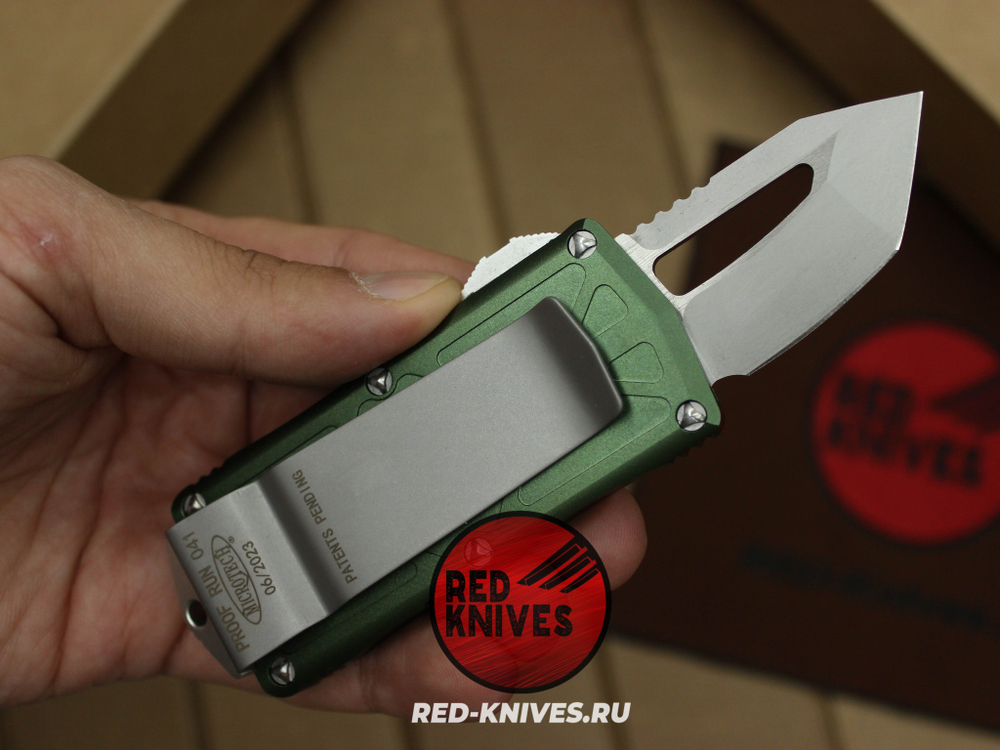 Нож Microtech Exocet T/E - танто клинок, зеленая рукоять RK/Н31