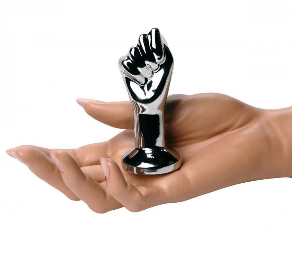 Анальный стимулятор в виде сомкнутой руки Masters The Commander Mini Fist Plug - 8,8 см. (Цвет: серебро)