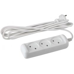 Удлинитель электрический ЭРА U-3-1,5m-2x1 без заземления 3 розетки 1,5м ПВС 2x1мм2 10А