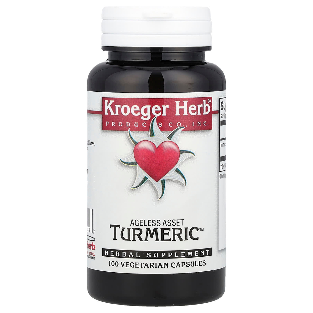 Kroeger Herb Co, Ageless Asset, куркума, 100 вегетарианских капсул (450 мг на капсулу)