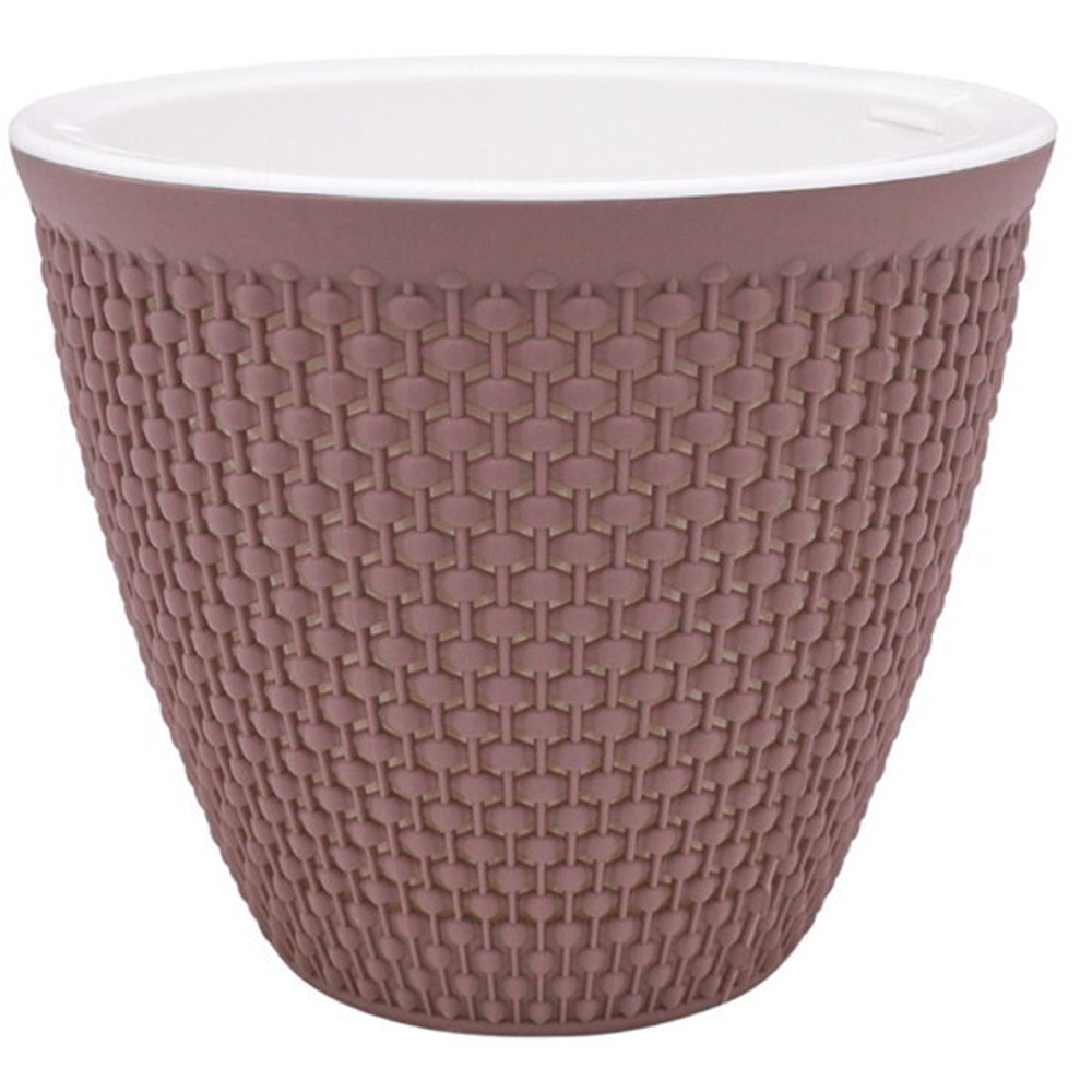 Кашпо для цветов пластиковое 1,6л d-16см «Ротанг» Мокко