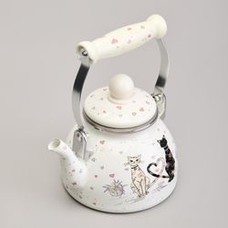 ЧАЙНИК AGNESS ЭМАЛИРОВАННЫЙ СО СЪЕМНЫМ ФИЛЬТРОМ ИЗ НЖС СЕРИЯ "LAVENDER CATS", 1,1 Л