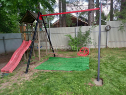 Монтаж уличных качелей Sv Sport с горкой