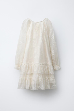 ZARA КРУЖЕВНОЕ ПЛАТЬЕ, ЭКРЮ