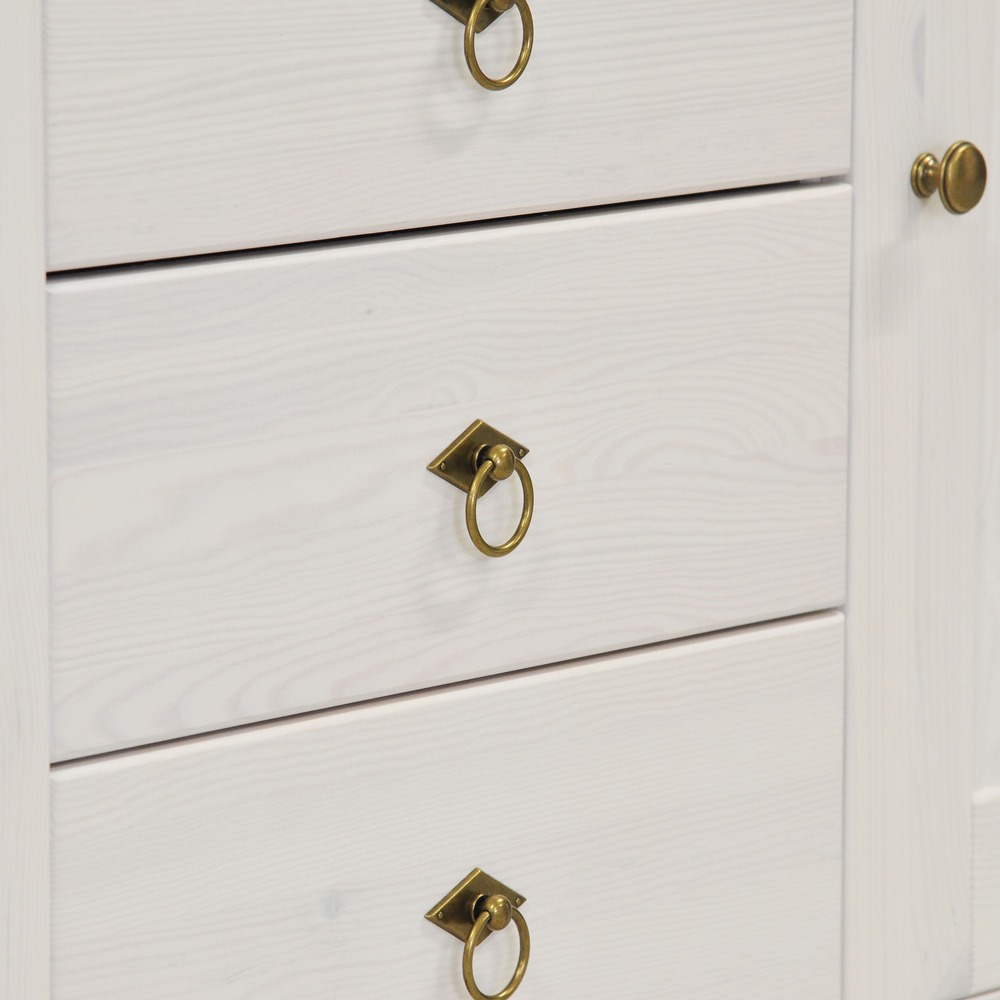 Dipriz Комод Боцен из сосны, 4 ящика 1 дверь, на ножках, 103х43х79 см, белый воск