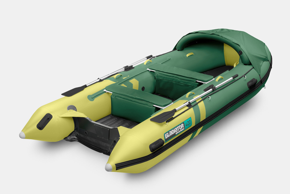 Надувная лодка GLADIATOR E420PRO зелено-оливковый