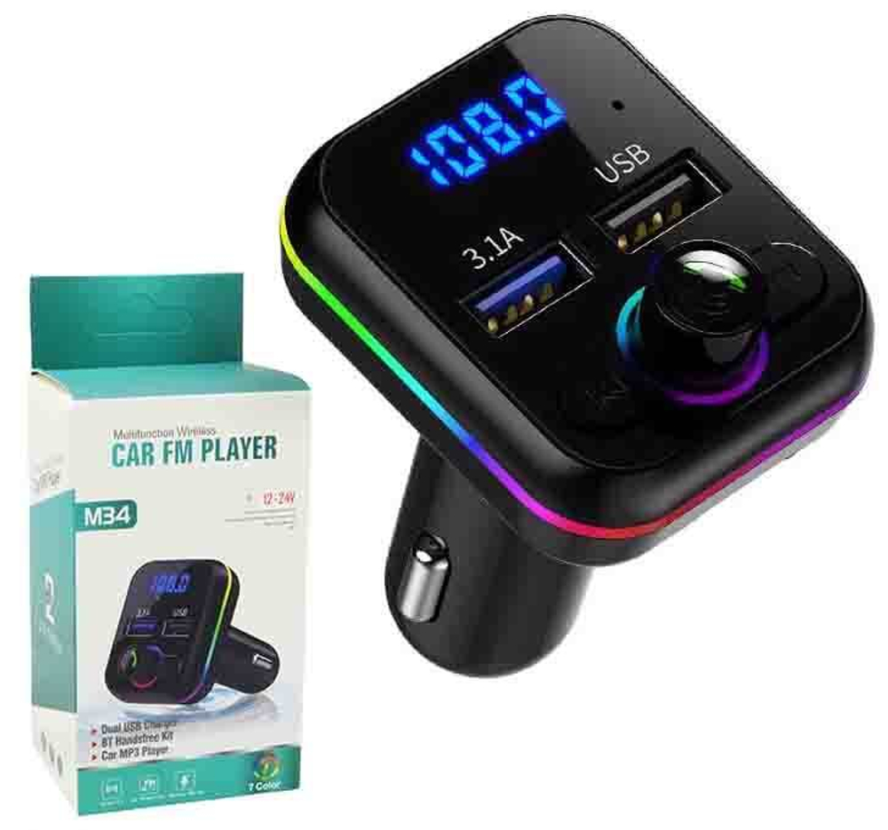 Автомобильный FM-трансмиттер M34 Bluetooth (черный)