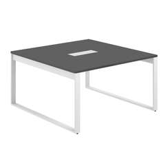 AG.1414.AN.72.WH / Стол для переговоров 1400х1438х750 / профиль О-образный: 70х20 белый; лючок: серебро; столешница: антрацит