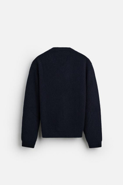 ZARA СВИТЕР ИЗ 100% ШЕРСТИ, МОРСКОЙ СИНИЙ