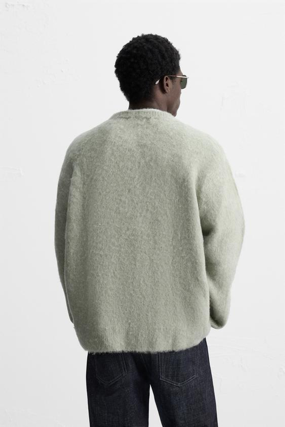 ZARA СВИТЕР ИЗ РЕЛЬЕФНОЙ ТКАНИ, БИРЮЗОВЫЙ