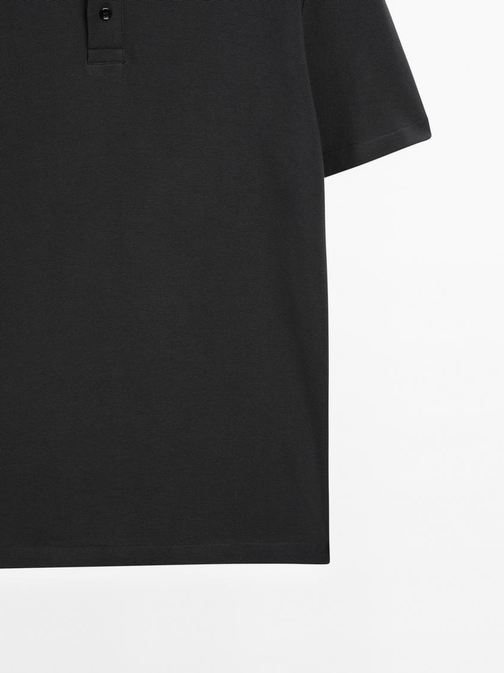 Massimo Dutti Футболка-поло с коротким рукавом, темно-синий