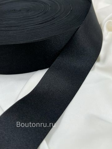 Эластичная лента (резинка) черная с атласным эффектом