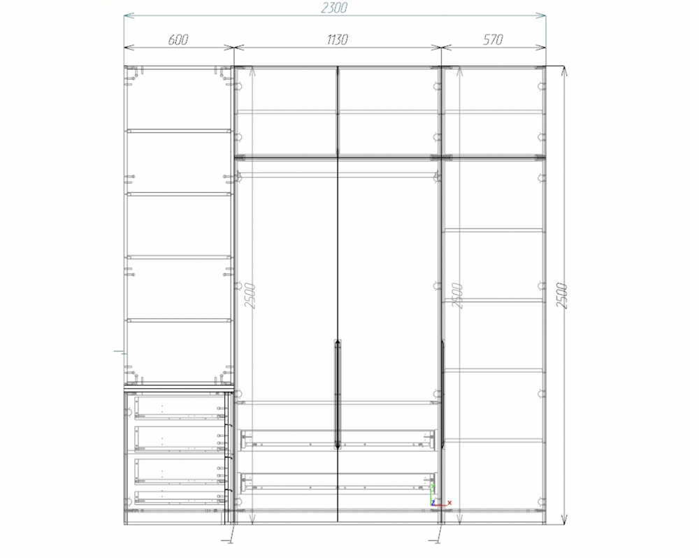 Шкаф модульный угловой 260x230 см SHTABE S170S01+M51 (Кашемир-Кашемир+Каселла)