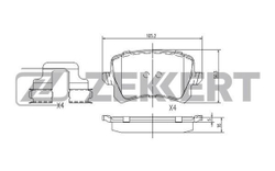 ZEKKERT BS1168 Колодки задние Audi A6 III 05-, Q3 11-, VW Passat VI-VII 05-, CC VII 08-, Tiguan 07-, Haval F7 19- M6, Changan CS75 СS75FL