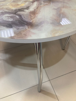 Стол неразд стеклянный Круг подстолье чайка хром Мрамор 2 фп