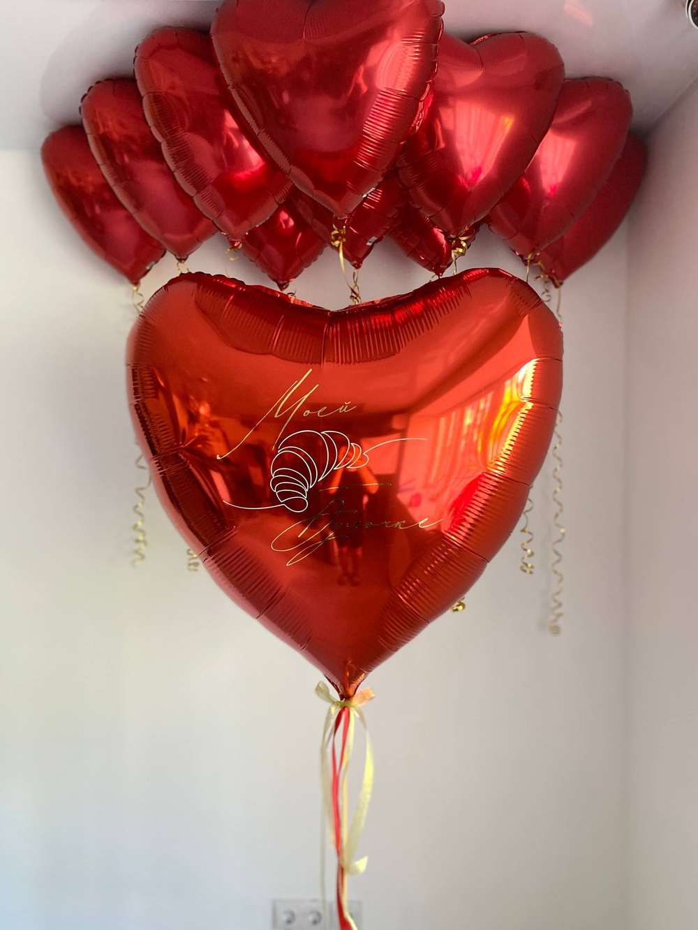 Набор сердец для любимой красный/золото №3248