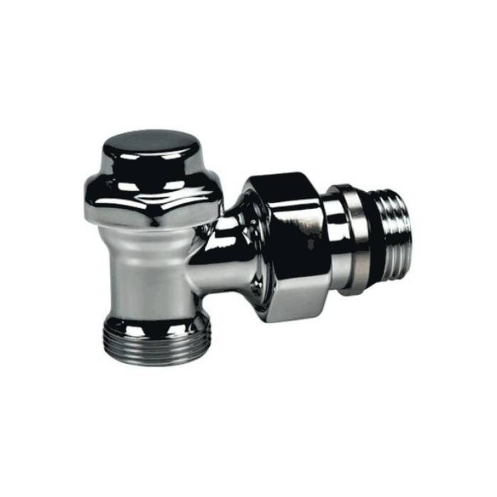 Клапан запорный для полотенцесушителей и дизайн радиаторов T29C Ду 15 Ру16 1/2"x16 НР угловой штуцер с герметичной прокладкой хром глянцевый Giacomini T29CX003