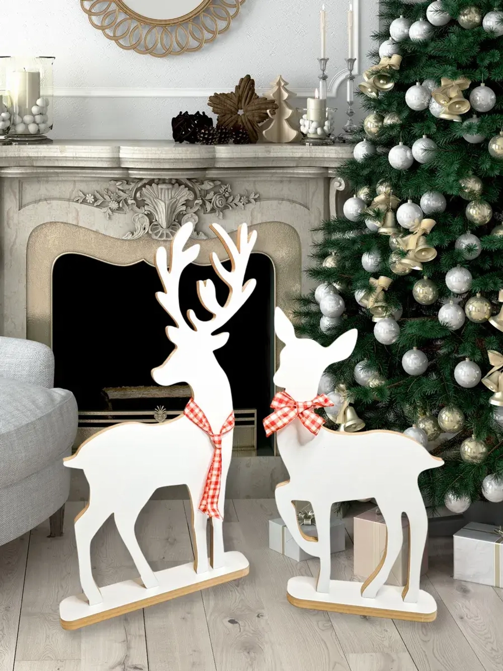 Новогодний декор. Набор из двух оленей 73см, 57см