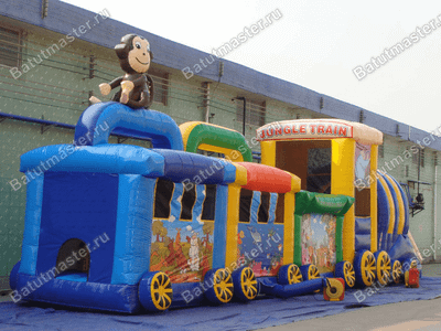 Надувная спортивная полоса препятствий "Веселый паровоз"