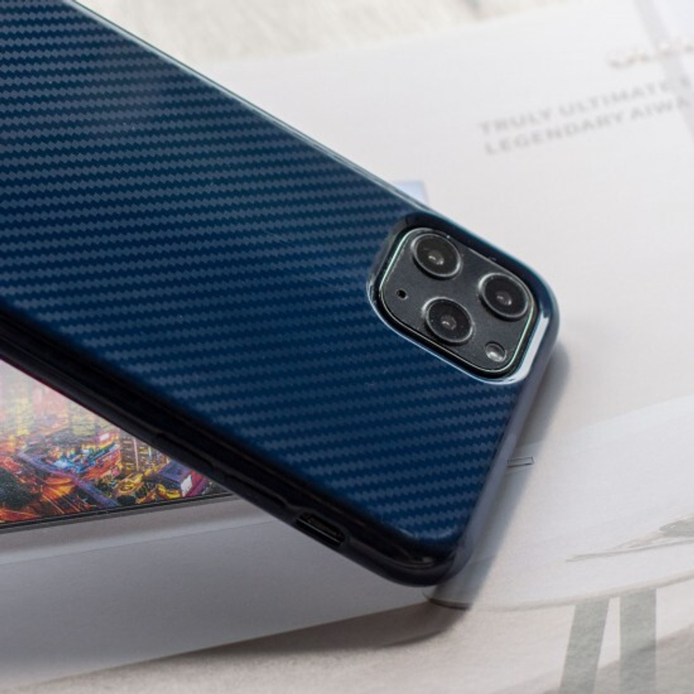 Чехол ТПУ карбон глянцевый для iPhone 11 Pro Max, 011457 Красный