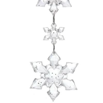 Подвеска «Хрустальные снежинки 26 см, Серебро