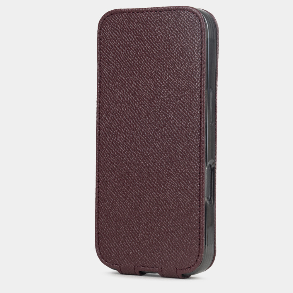 Чехол для iPhone 17 из кожи сафьяно, бордового цвета