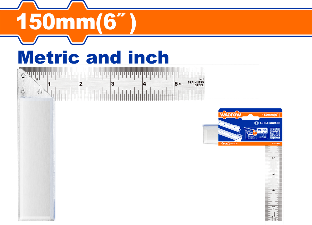 Угольник металлический WADFOW WSR2915 150 мм