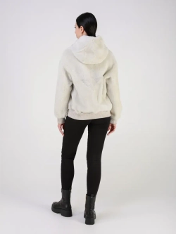 Двусторонняя дубленка зимняя шуба натуральная с капюшоном