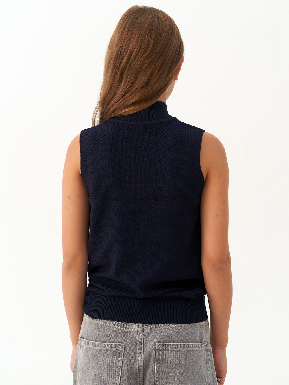 Джемпер топ с горлом 1208 синий