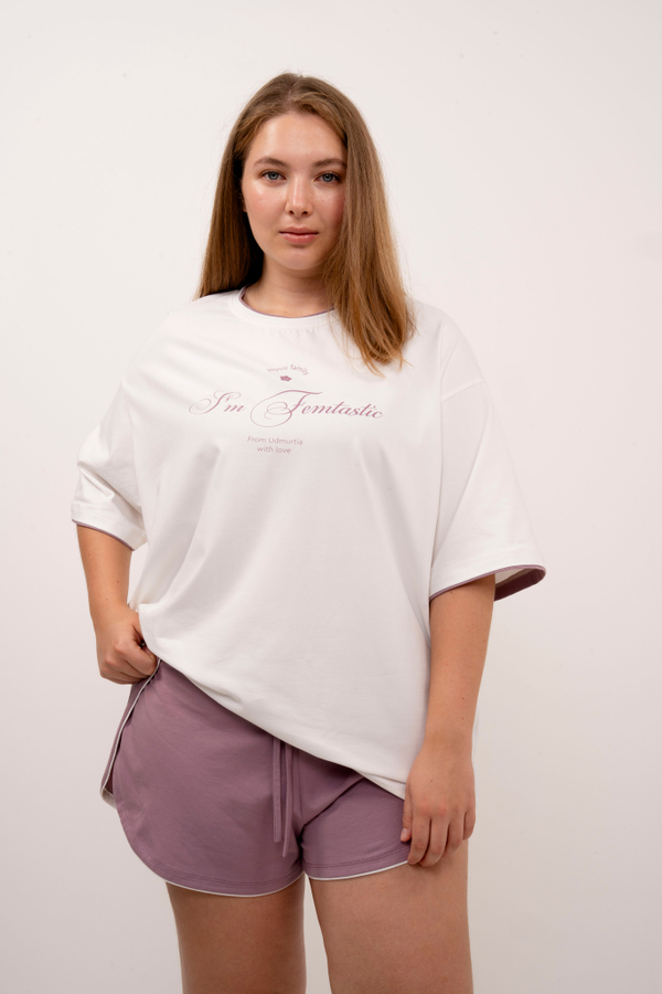 Футболка с контрастной отделкой и фирменным принтом | + цвета