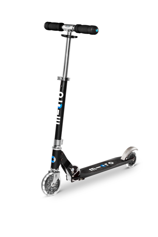 Самокат Micro Sprite чёрный LED + Ремень для переноски черный