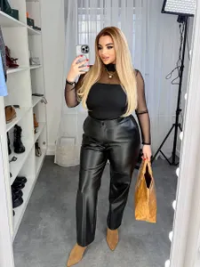 Брюки кожаные УК-379-1 Фабрика Моды