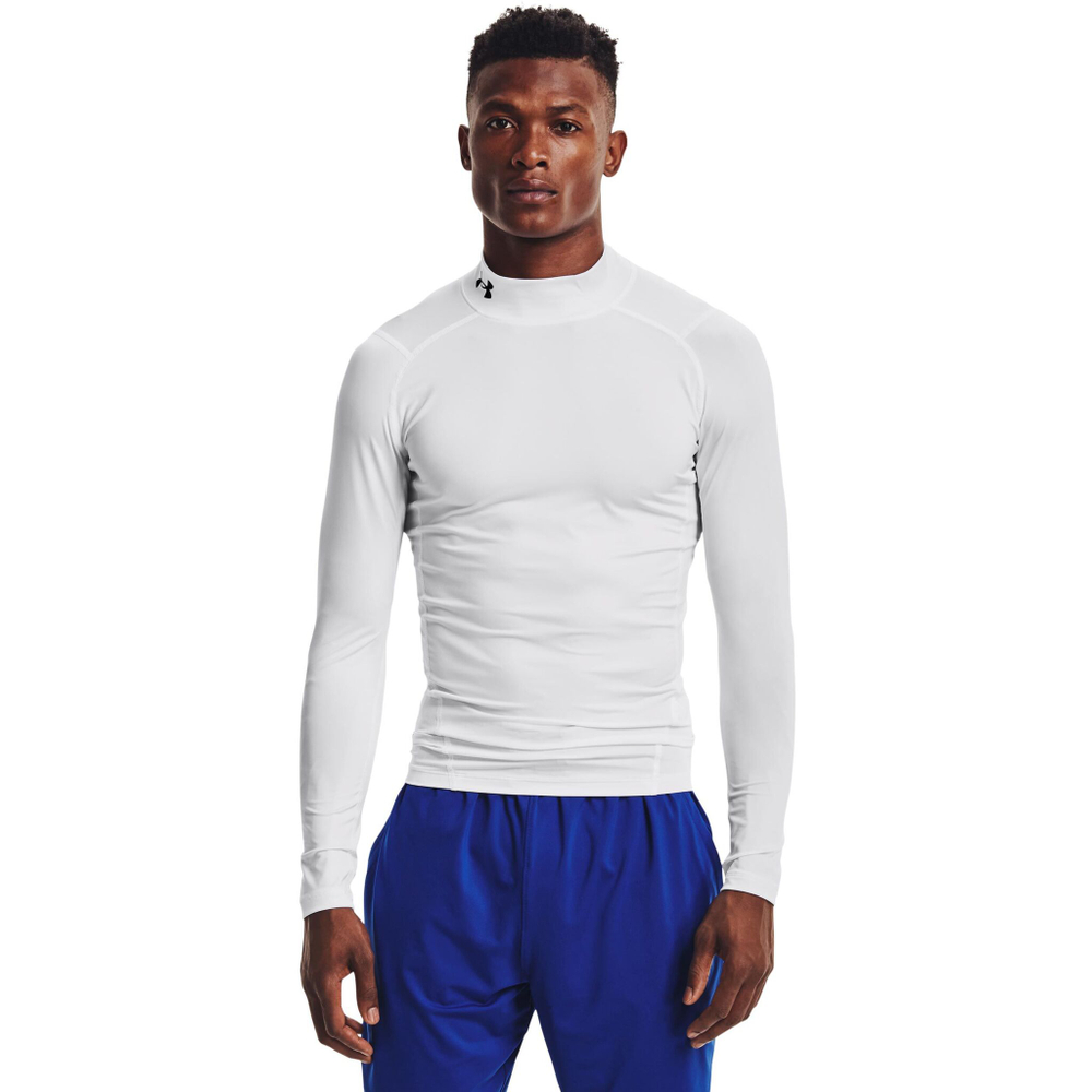 Мужское теннисное поло Under Armour Heatgear Comp Mock Long Sleeve Men - White