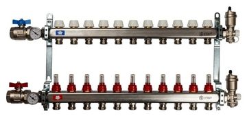 Коллектор Stout 1" x 3/4" на 11 контуров с расходомерами в сборе (нерж. сталь) SMS-0907-000011