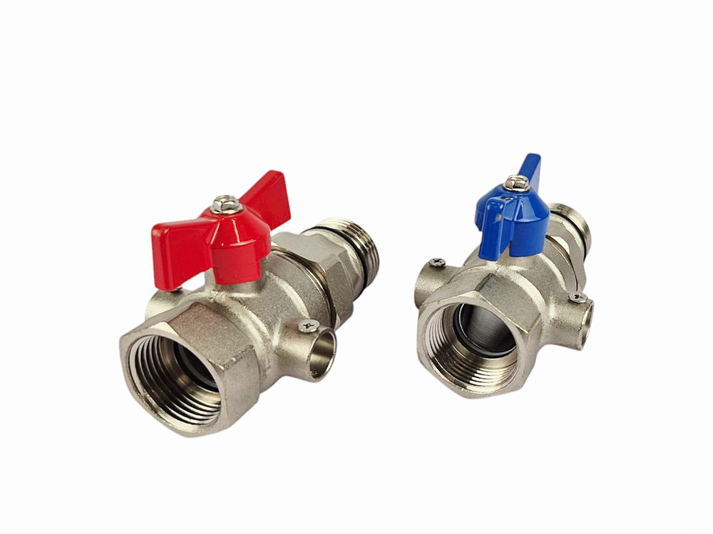 Кран отсечной прямой с термометром 1" для коллекторной группы САРМАТ (2шт) BV5000 (CN)