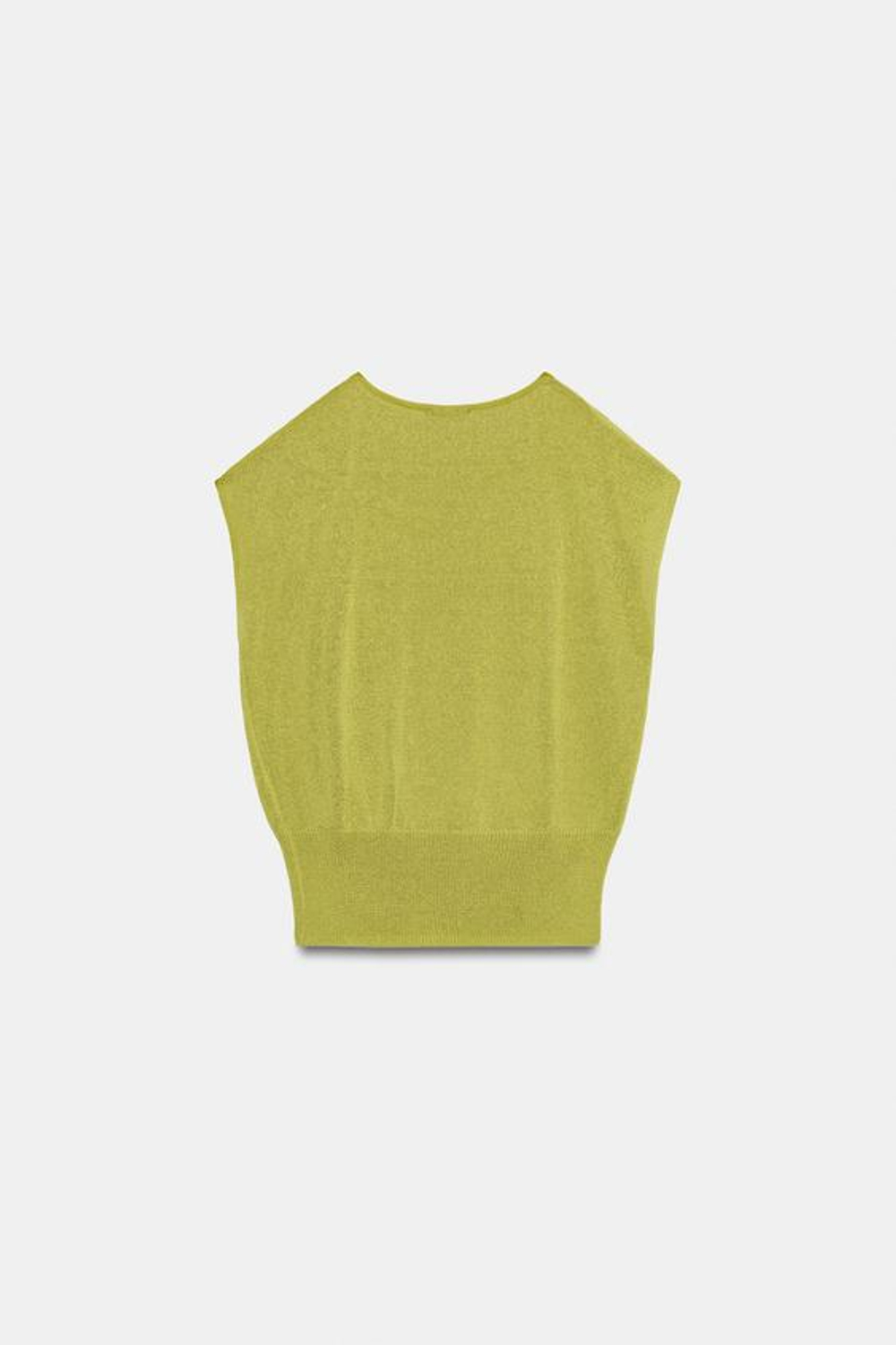 ZARA ТРИКОТАЖНЫЙ ТОП С ДЕКОРОМ, ОЛИВКОВЫЙ