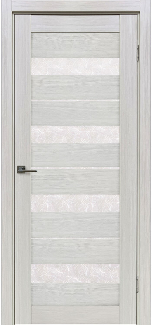 Межкомнатная дверь X-5 / Цвет тон Белая лиственница / Остекление "Гранит прозрачный" / Двери Верда