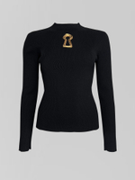 Свитер 7025 однотонный в рубчик с металлической вставкой