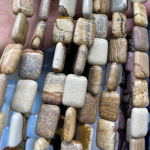 Яшма пейзажная 18х13 мм, бусины прямоугольные