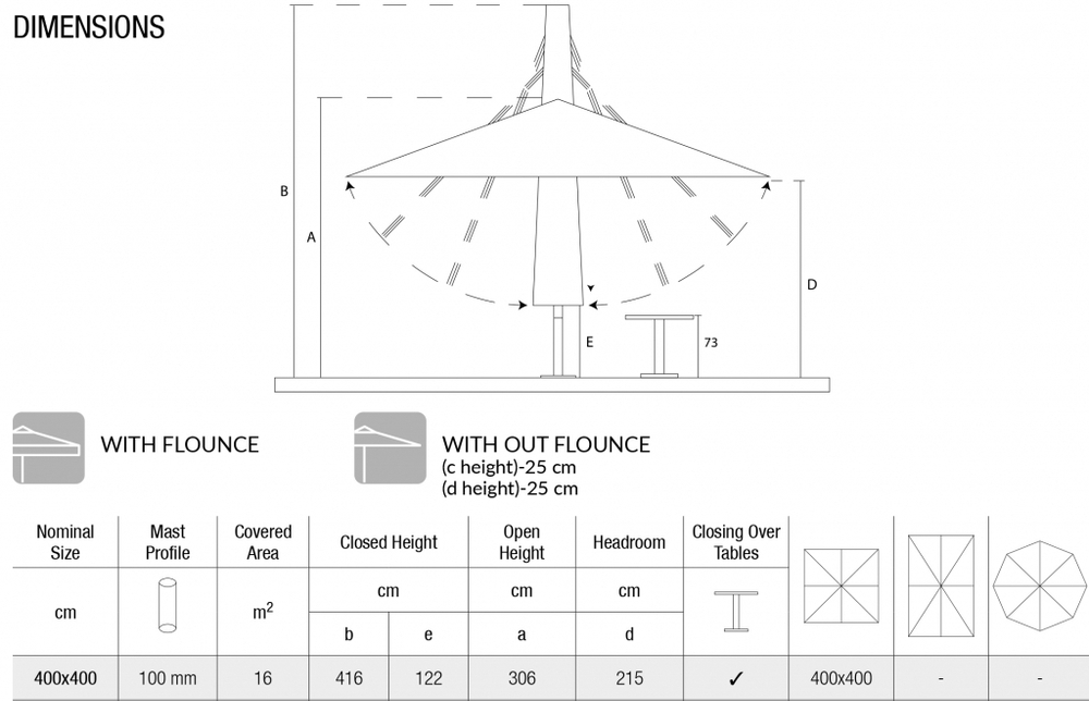 Зонт профессиональный Tagliamento Atlantic Solar, антрацит, бежевый
