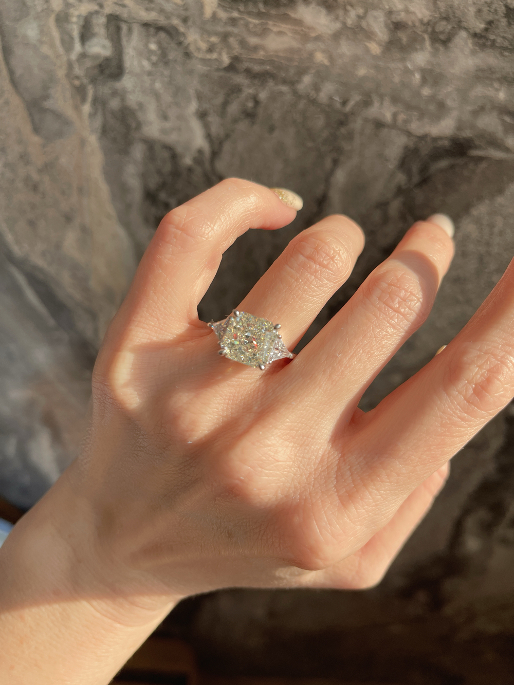 Кольцо квадрат бриллиант шампань