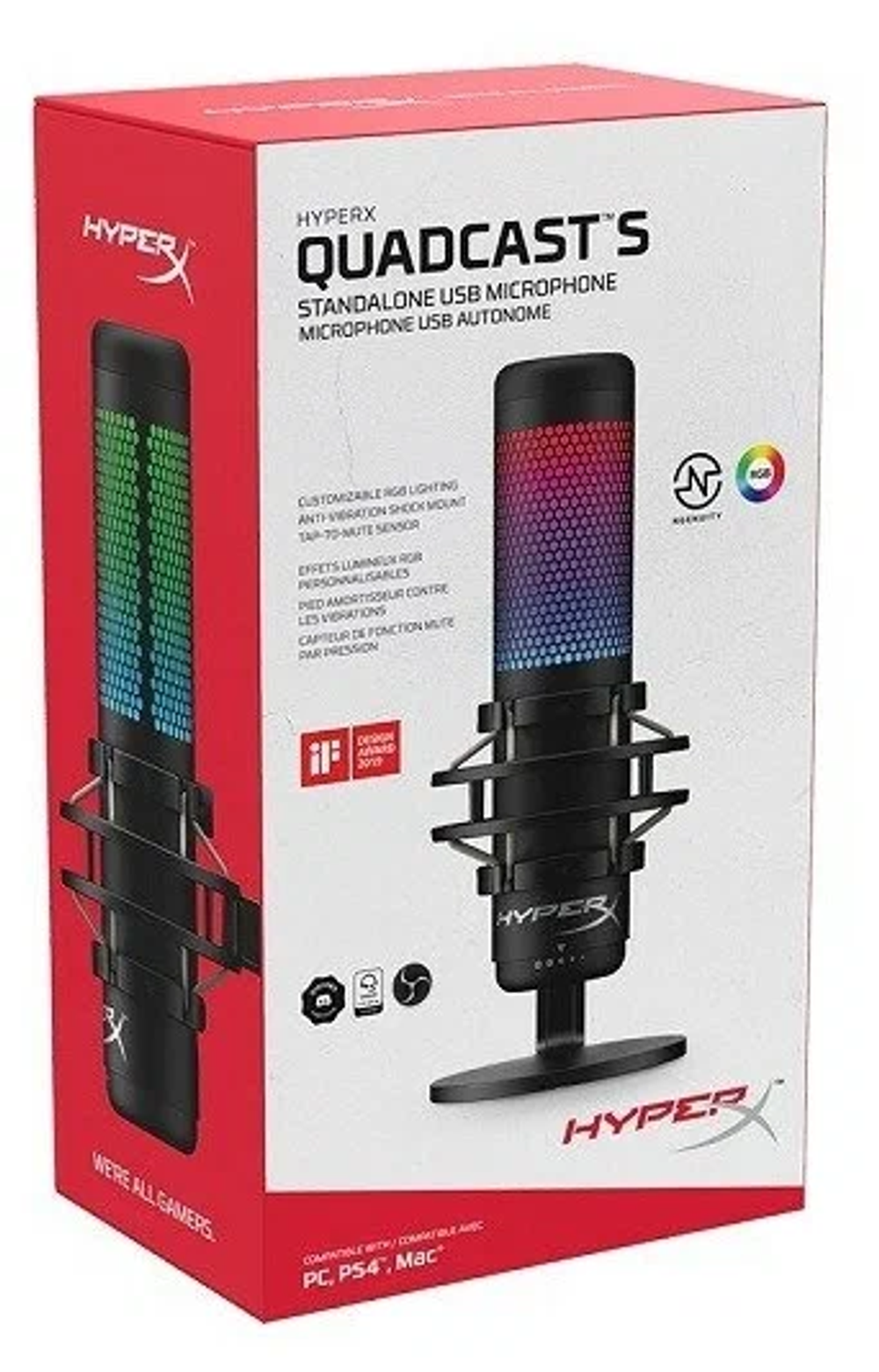 Микрофон проводной HyperX QuadCast S, черный