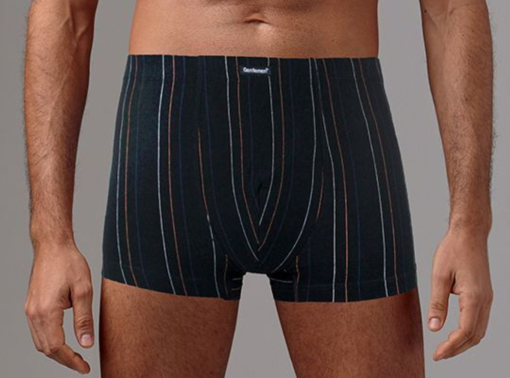 Мужские трусы-боксеры с тонкими разноцветными полосками (Размер: L) (Цвет: черный)