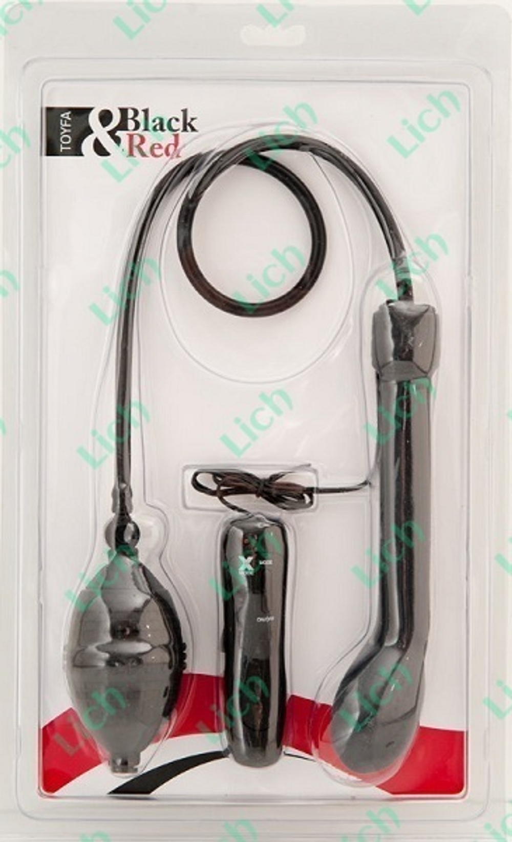 Анальный вибратор черного цвета с грушей, 20 см.