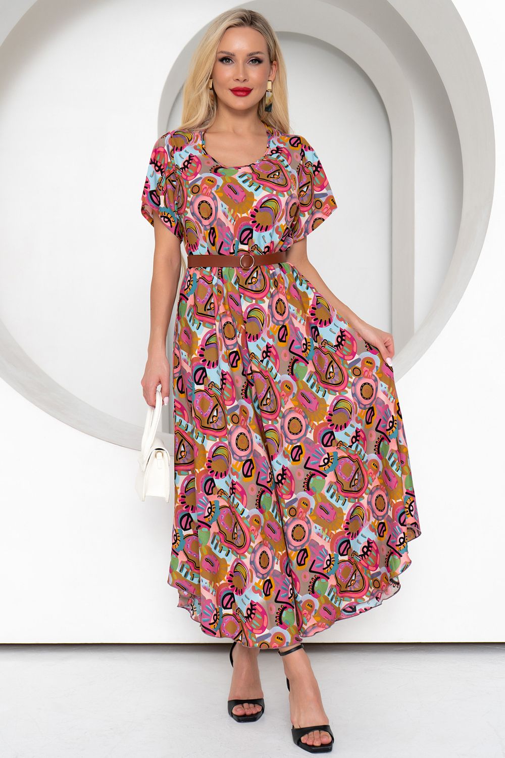 Платье Рада (розовый/принт) Р11-1166/2 Nikol (Акция)