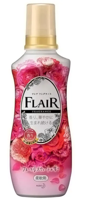 KAO "Flair Fragrance" Кондиционер для белья с антибактериальным эффектом, сладкий цветочный аромат, 540 мл.
