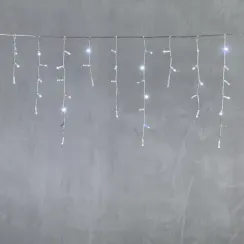 Светодиодная бахрома с колпачком 4,9 x 0,5 м белая с мерцанием белого диода 220В, 200 LED, провод прозрачный ПВХ, IP65 (PIL200BLWCAP-10-2W)