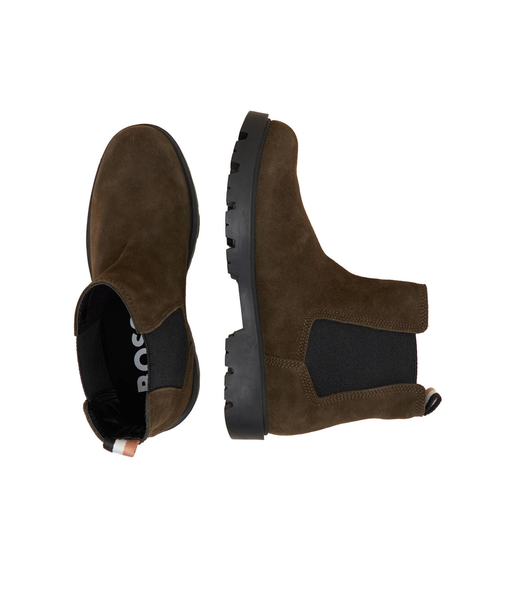 Кожаные челси adley BOSS BLACK - хаки(50503675)